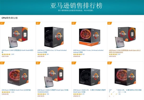 从陪跑者到屠榜者，AMD包揽亚马逊CPU热销榜前11名，一场沉默的产业权力交接